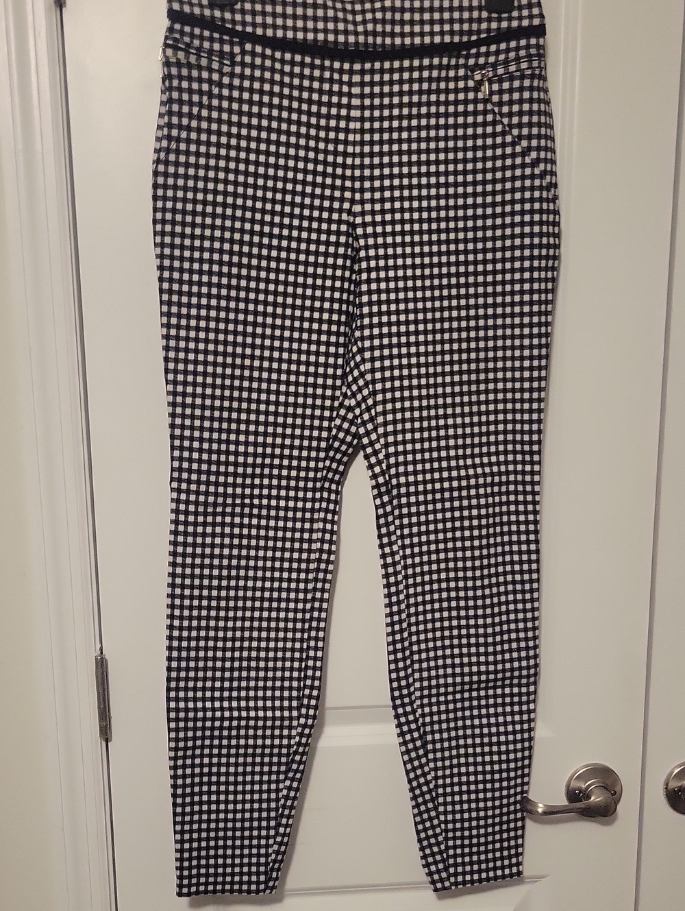 Soho Apparel Black and White Checkered Women's Chinos